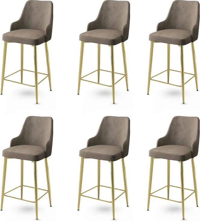 Set karrigesh për bar (6 copë), Hanah Home, Enox, kapuçino, ari