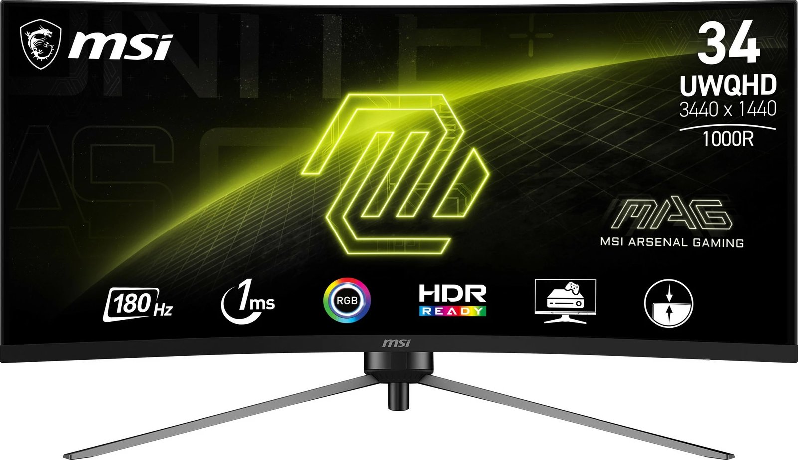 Monitor MSI MAG 345CQRDE 34 inç, UWQHD, 180Hz, i lakuar, i zi