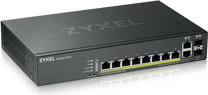 Switch Zyxel GS2220-10HP-EU0101F, Managed, L2, Gigabit Ethernet, PoE, Rack mounting