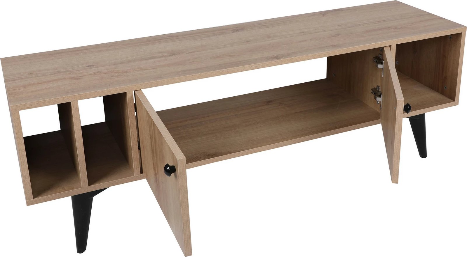 Komodë TV Skye Decor, ngjyrë lis dhe e zezë, Sidney