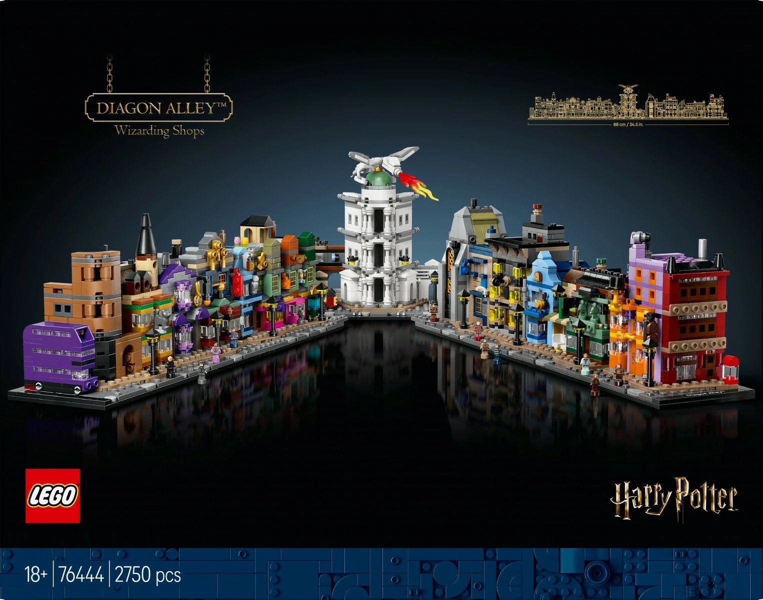 Set ndërtimi LEGO Harry Potter 76444 Dyqanet Magjike në Diagon Alley, 2750 pjesë, plastikë