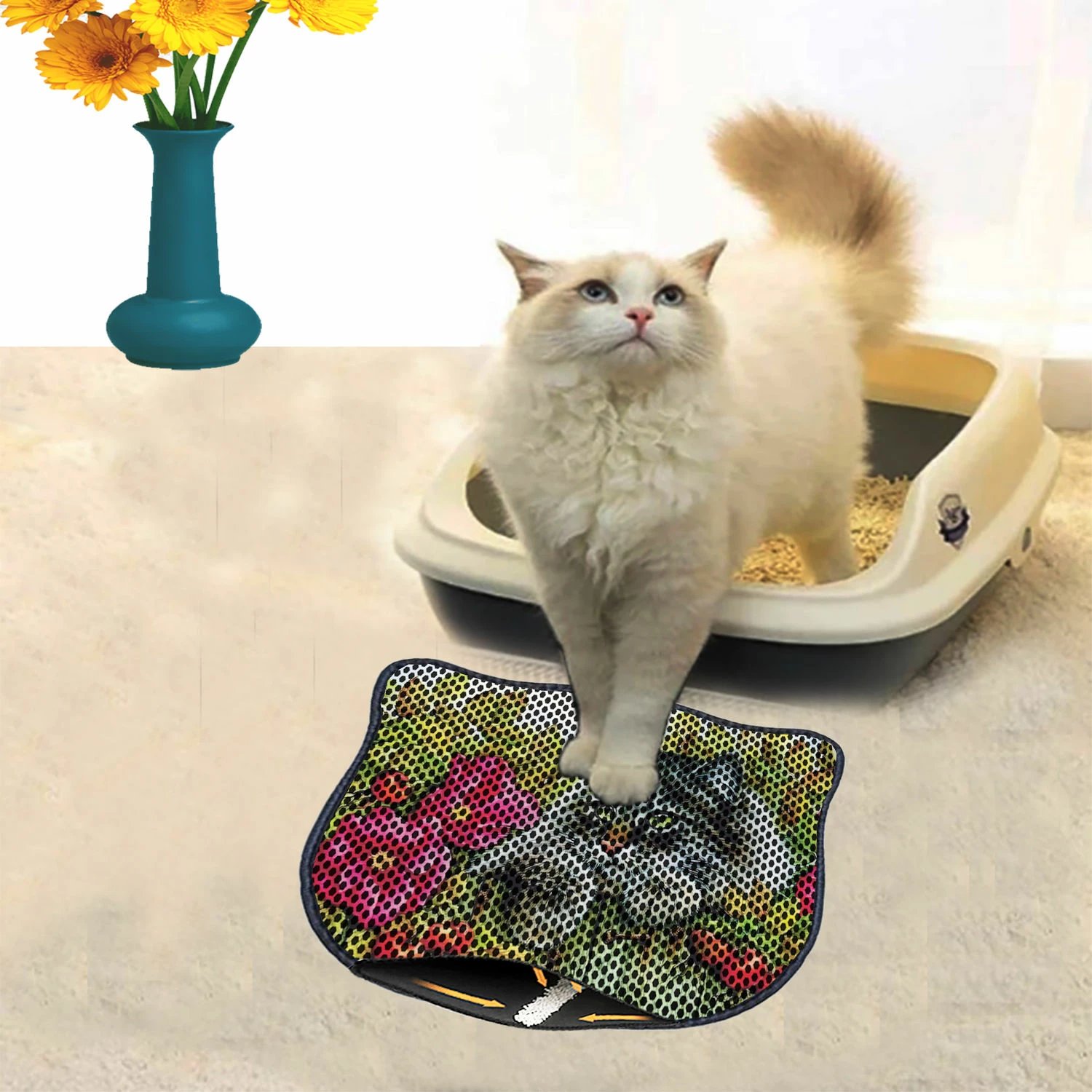 Tapet për rërë mace, shumëngjyrësh, Paws & Whiskers, Kdkafa0108, 40x50cm