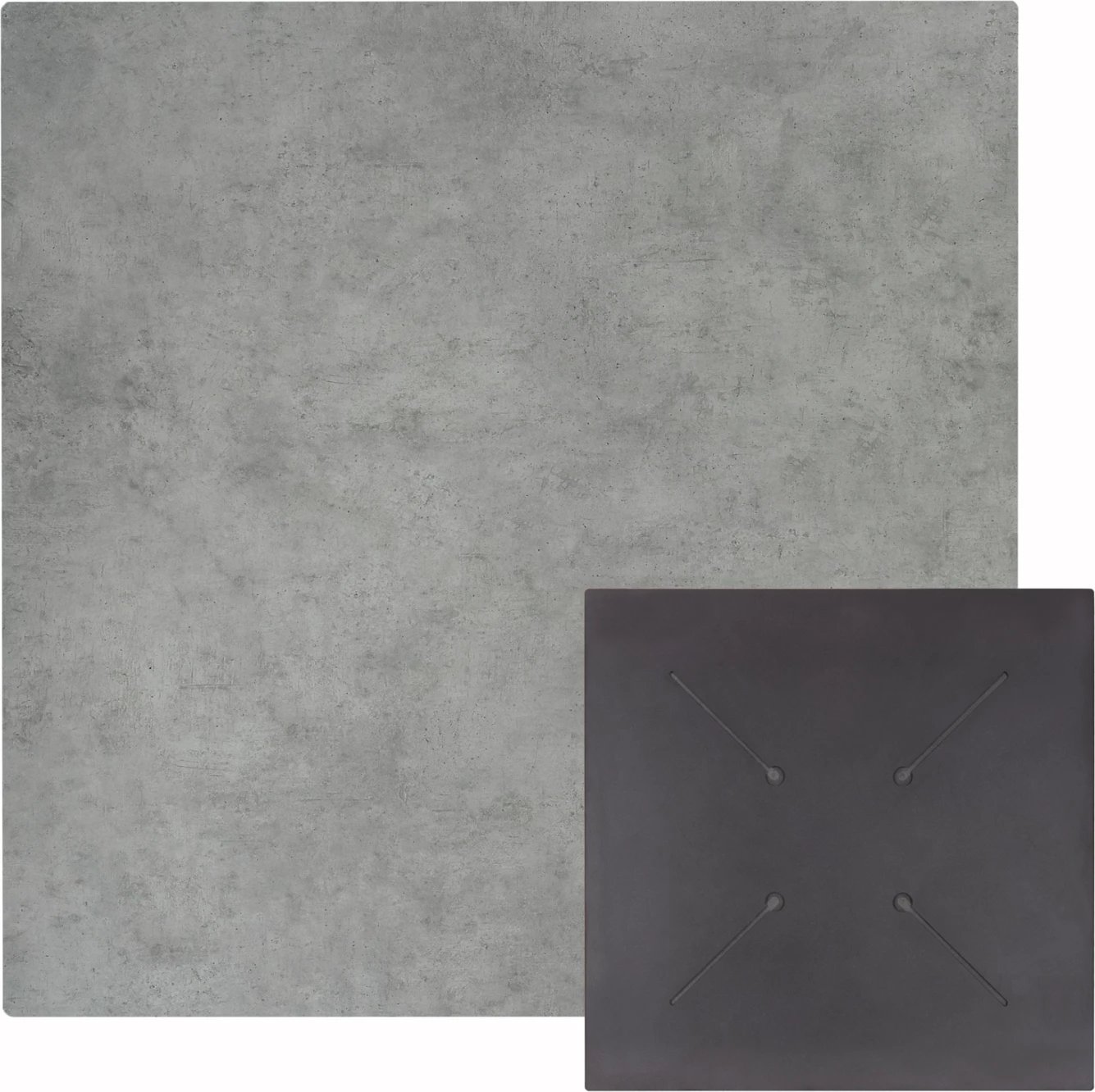 Sipërfaqe tavoline katrore, ngjyrë çimento, HPL, 60x60cm, set prej 2 copash