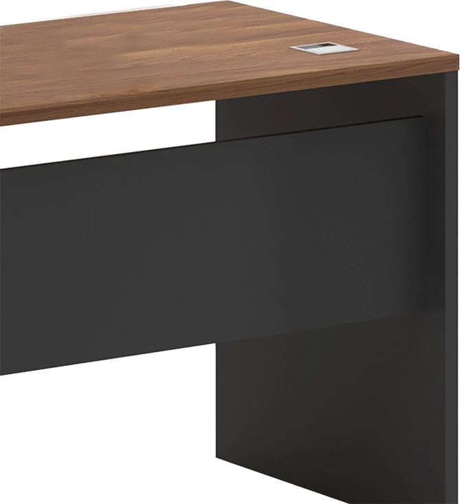 Tavolinë këndi për zyre Oscar, ngjyrë arre-antracit, 160x140x76cm