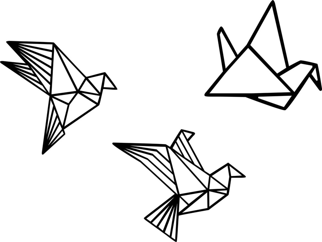 Aksesor dekorativ metalik për mur, Wallity, origami, ngjyrë e zezë