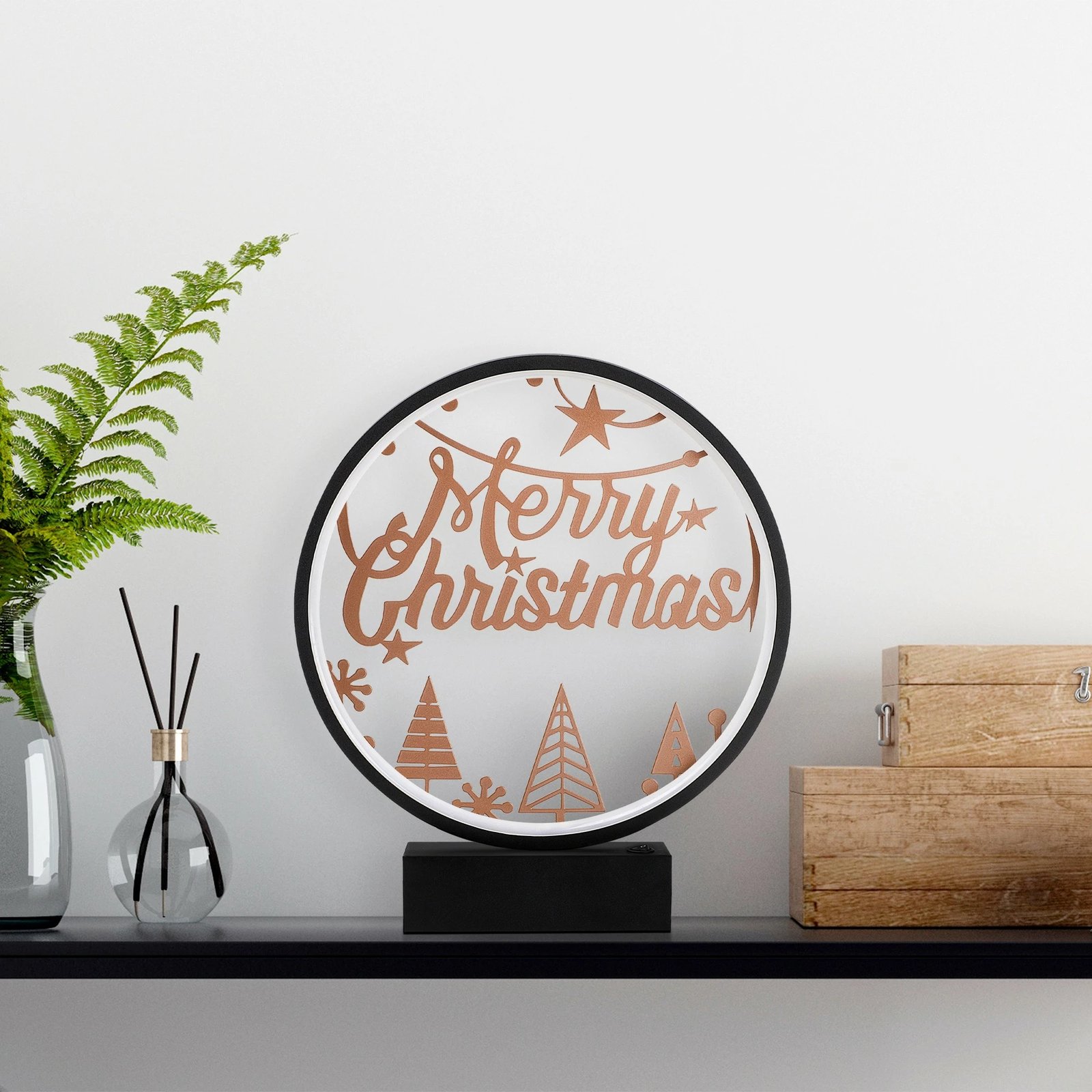 Llambë tavoline Opviq, model XMAS4, ngjyrë e zezë dhe bakri