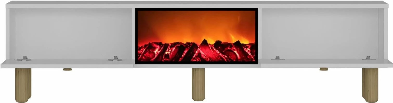 Komodë TV Skye Decor, Dario Bohem me oxhak dekorativ, e bardhë