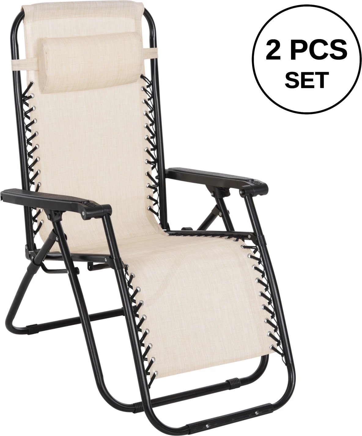 Karrige relaksuese shoqëruese FH5095.12, tekstilene bezhë-metal i zi, 67x145x110H cm., set prej 2 copash