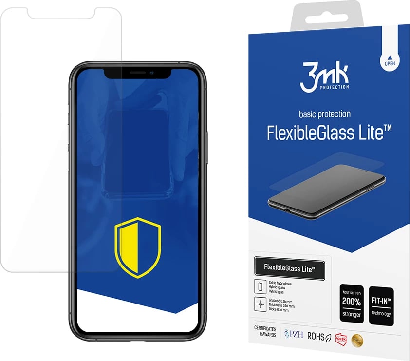 Xham hibrid mbrojtës për ekran, 3mk Protection FlexibleGlass Lite, për iPhone X/XS/11 Pro, Transparent
