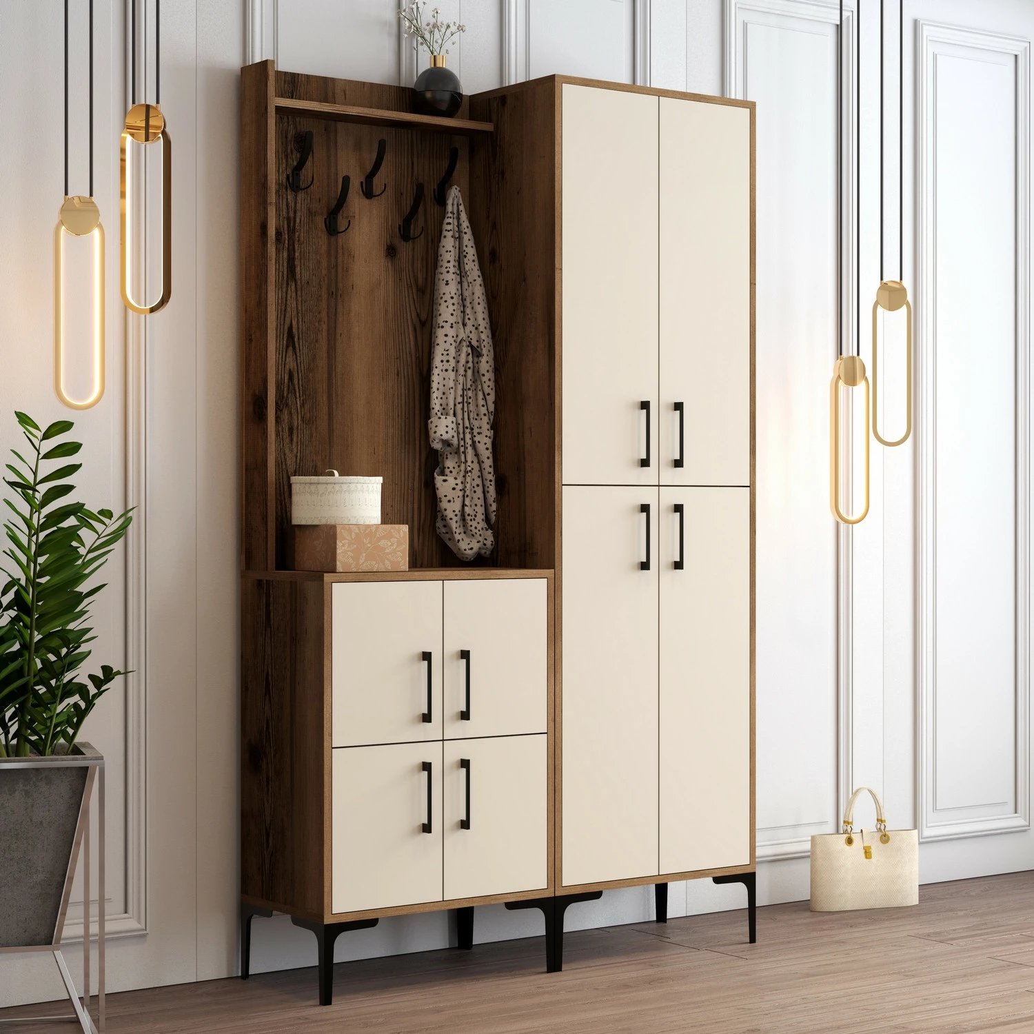 Stendë për korridor, ngjyrë arre dhe krem, Berlin BA