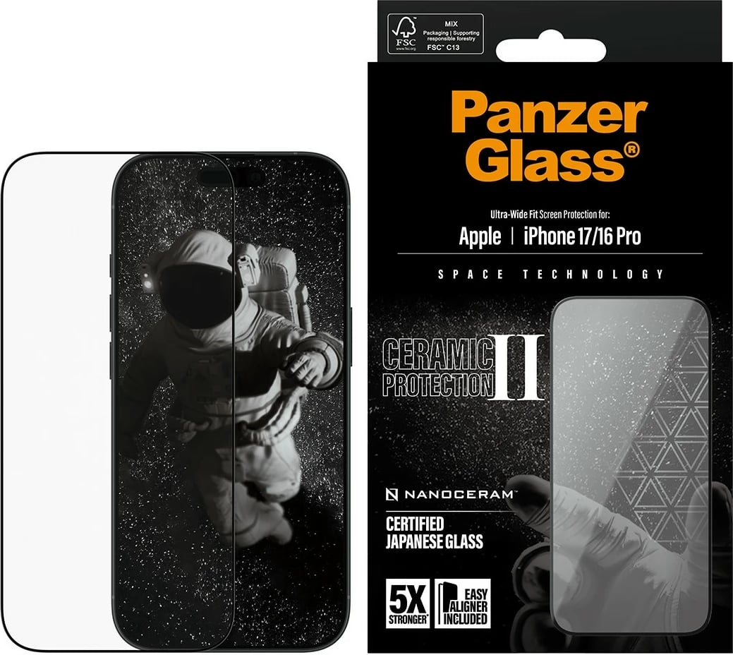 Mbrojtës ekrani PanzerGlass Ceramic II për iPhone 17/16 Pro