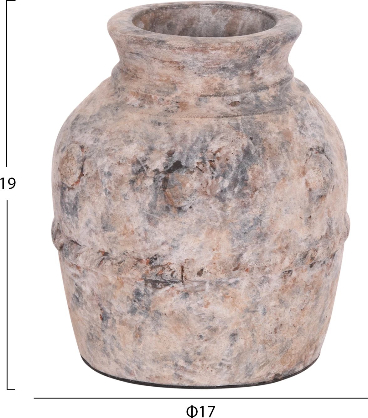 Vazo dekorative tavoline, terrakote, ngjyrë gri e furçuar, VERMO FH4395, 17x19cm Vazo dekorative tavoline, terrakote, ngjyrë gri e furçuar, VERMO FH4395, 17x19cm