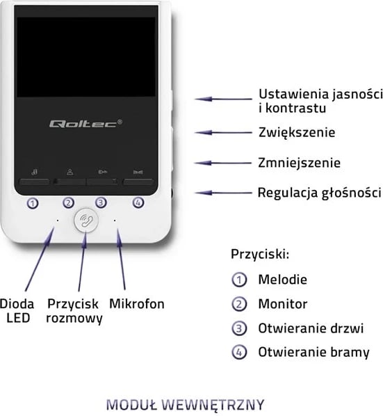 Video derëfon Qoltec Theon 4, TFT LCD 4.3", i bardhë