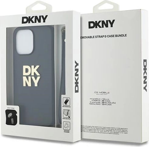 Mbështjellës DKNY Wrist Strap Stock Logo për iPhone 15 Pro Max, i zi