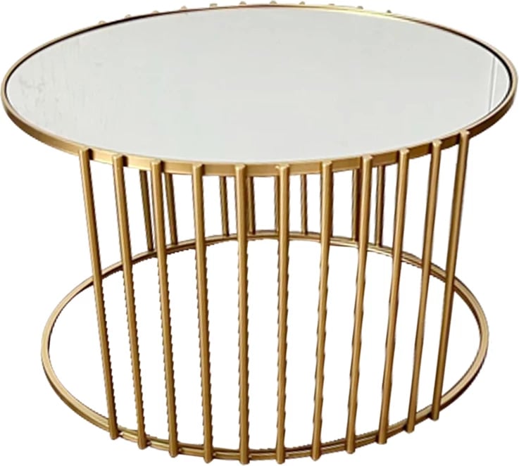 Set tavolinash kafeje Boron Inart, metalik, ngjyrë ari, 2 copë