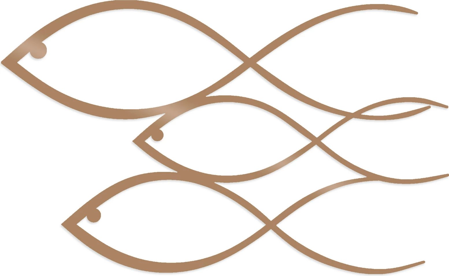 Aksesor dekorativ metalik për mur, peshk, ngjyrë bakri