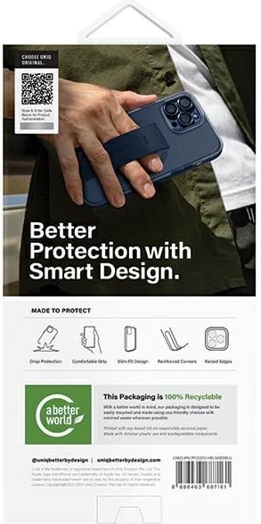 Mbështjellës UNIQ Heldro Mag për iPhone 15 Pro Max, MagSafe, me rrip, Kaltër