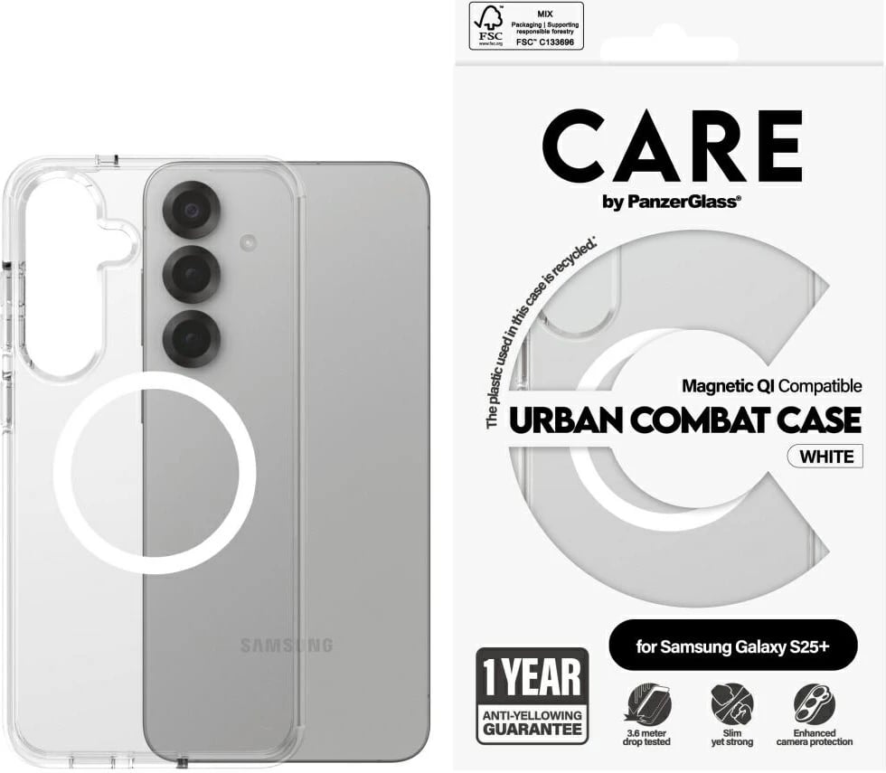 Mbështjellës PanzerGlass CARE Urban Combat për Samsung Galaxy S25+, Transparent