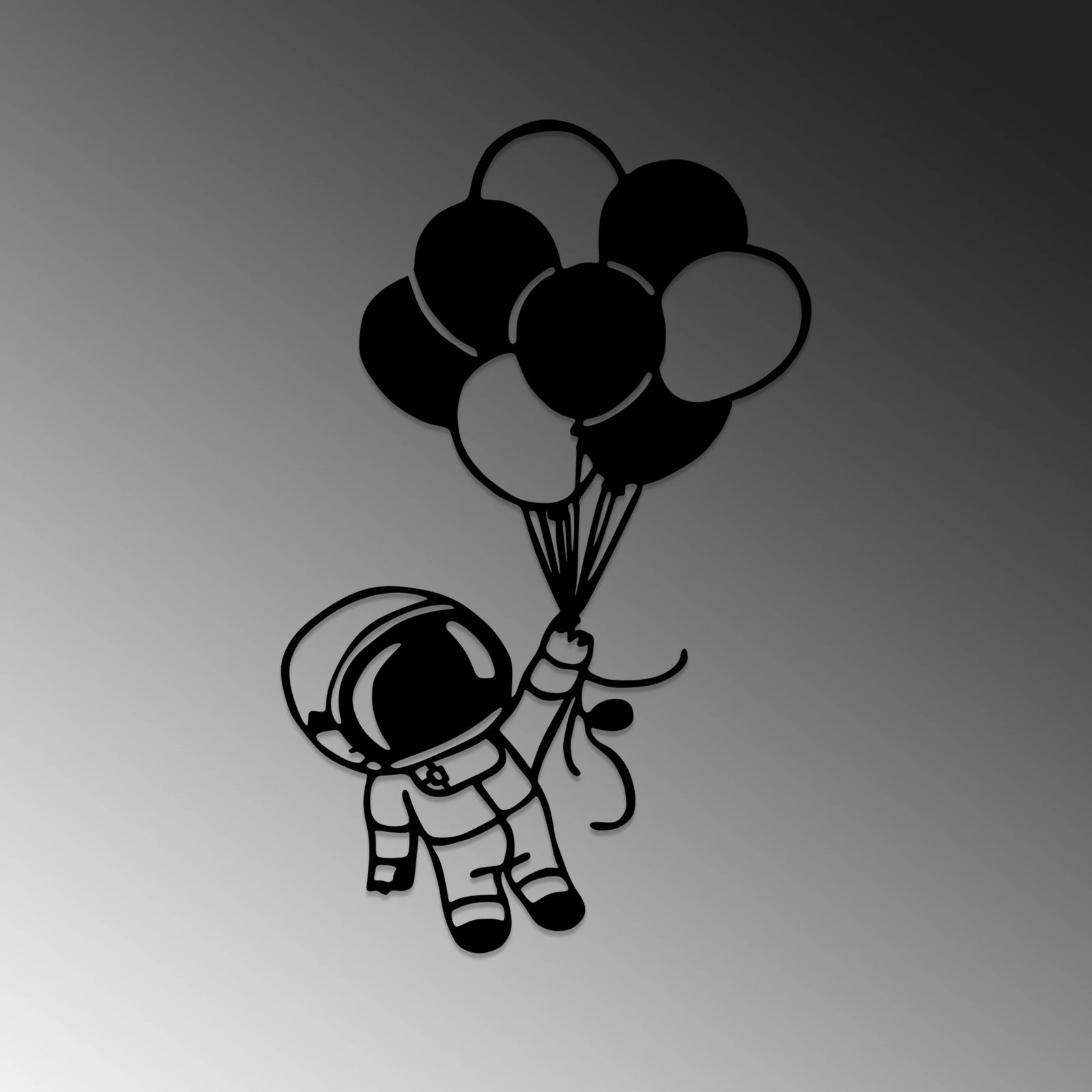 Aksesor dekorativ metalik për mur, astronaut me balona, Wallity, 44x70cm