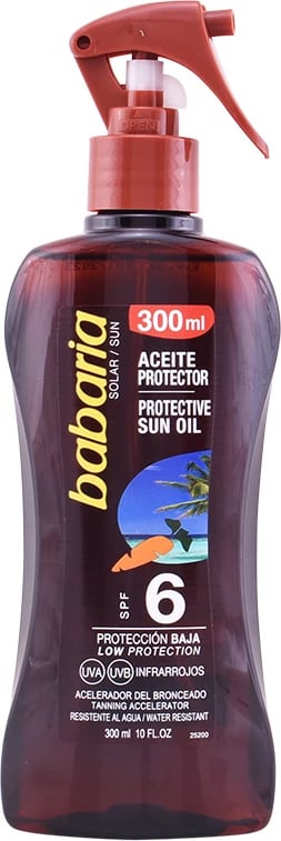 Vaj mbrojtës për diell Babaria SPF6 me vaj karote unisex 300ml