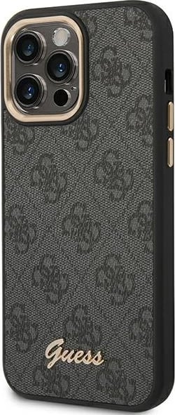 Mbështjellës Guess 4G Vintage Gold Logo për iPhone 14 Pro Max 6.7", i zi