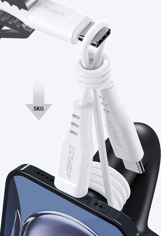 Kabllo Acefast C3-03 USB-C në USB-C, 1.2m, 60W, e bardhë