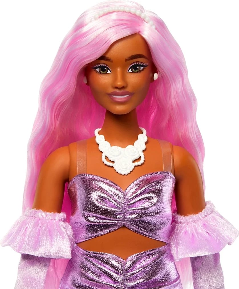 Kukull mode Barbie Deluxe Style #1, MATTEL, fustan rozë me shkëlqim, flokë rozë, me aksesorë