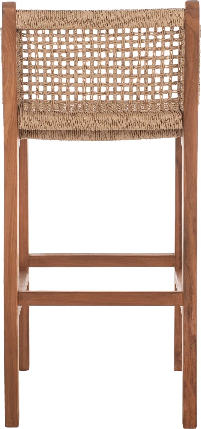 Karrige për bar me mbështetëse për jashtë, dru tik dhe litar, FH9381.01, 40x53x89H cm