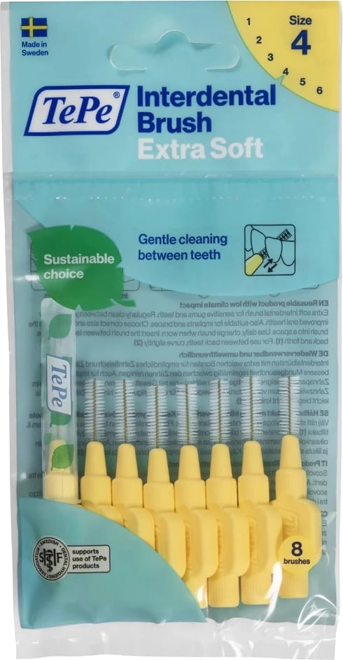 Furça interdentale TePe Extra Soft 0.7mm, verdhë e çelët, 8 copë