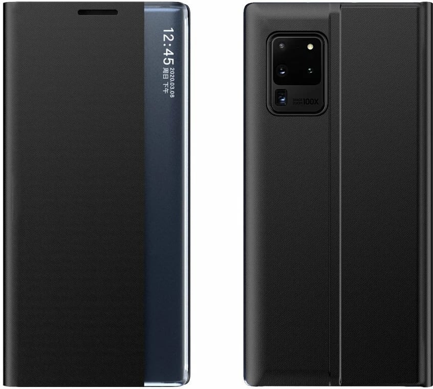 Mbështjellës Hurtel për Samsung Galaxy A02s EU, tip bookcase me kickstand, i zi