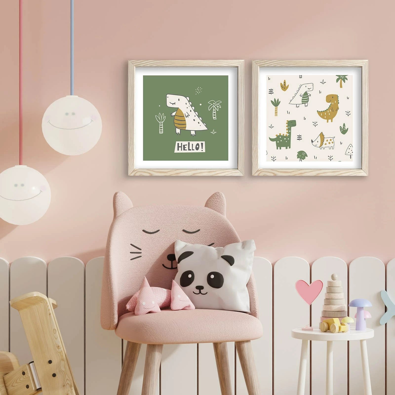 Pikturë dekorative me kornizë MDF (2 copë), Wallity, 2P3333KCT-011, ngjyrë e gjelbër dhe e bardhë