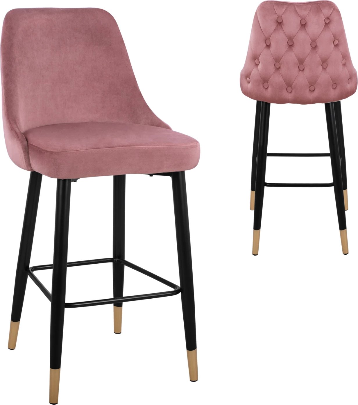 Stol Bar SERENITY FH8519.02 Kadife Mollë e Kalbur me kornizë metalike 51x57x110cm, set prej 2 copë