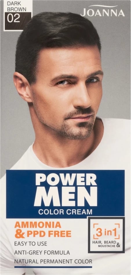 Krem ngjyrosës për flokë Joanna Power Men Color Cream për burra 02 Dark Brown 30g