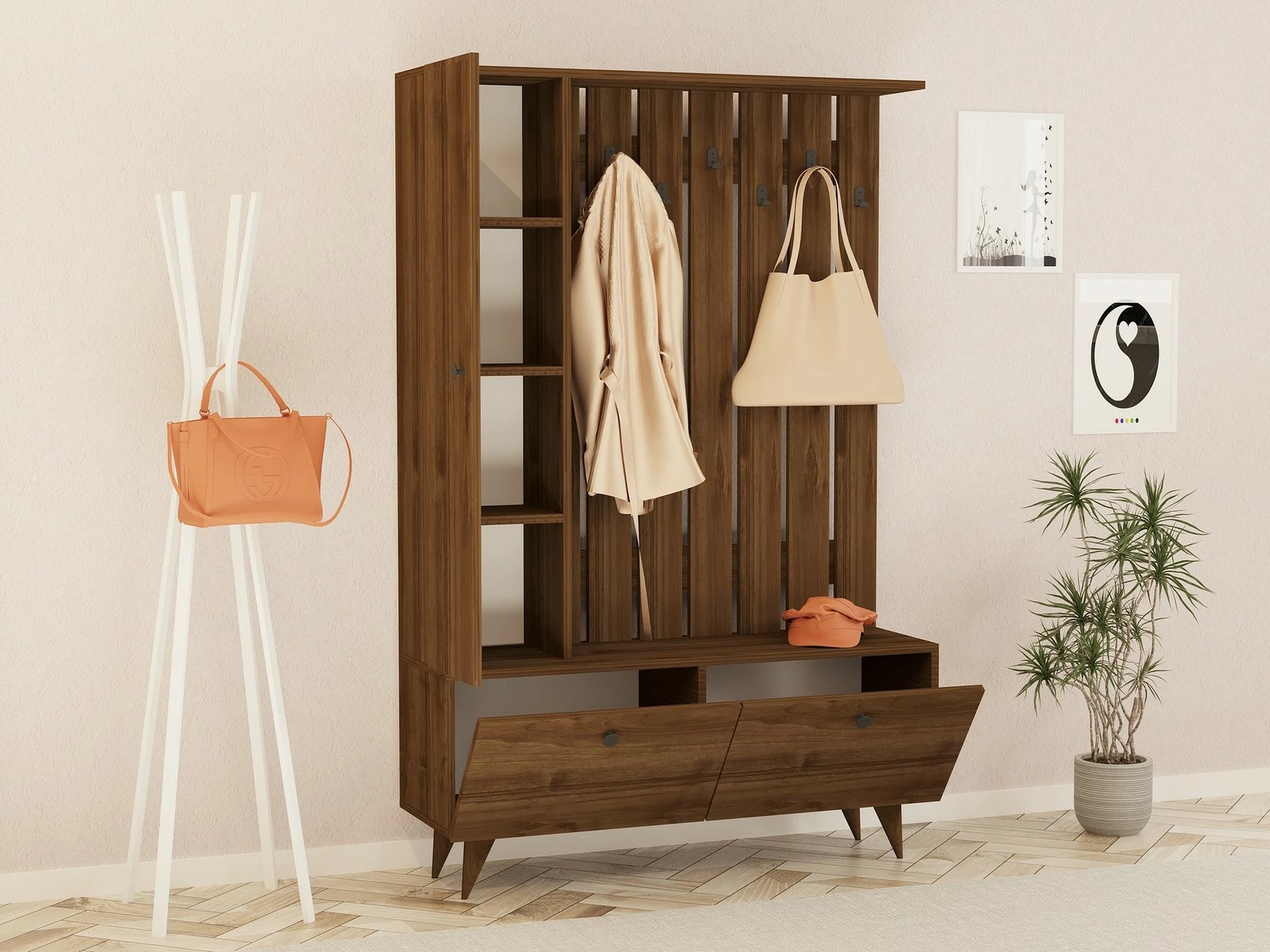 Stendë korridori, ngjyrë arre, Skye Decor, Lala