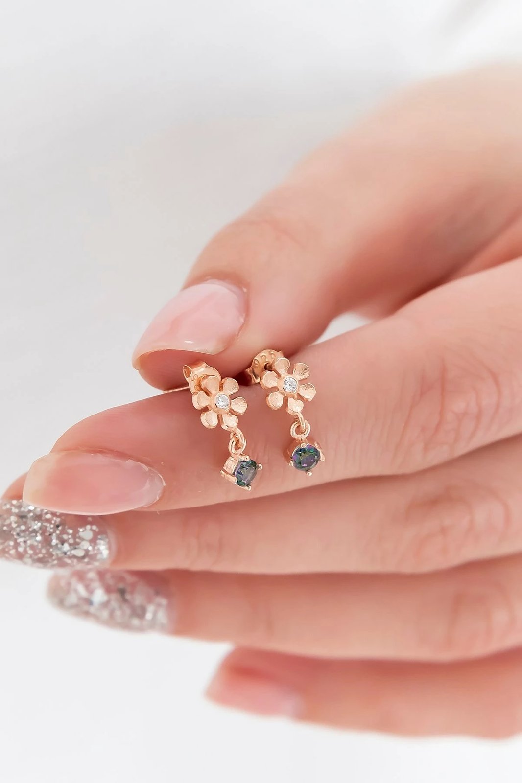 Vathë argjendi Jumeon, rozë gold dhe të zeza, NRZ99159