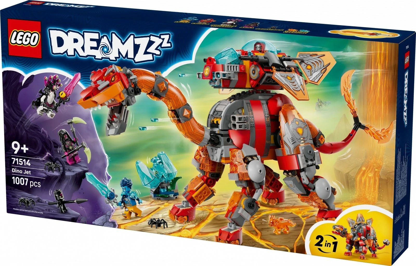 Set konstruktues, LEGO, DREAMZzz 71514 Dinozaur Kozmik, 2-në-1 1007 pjesë 9+ vjeç