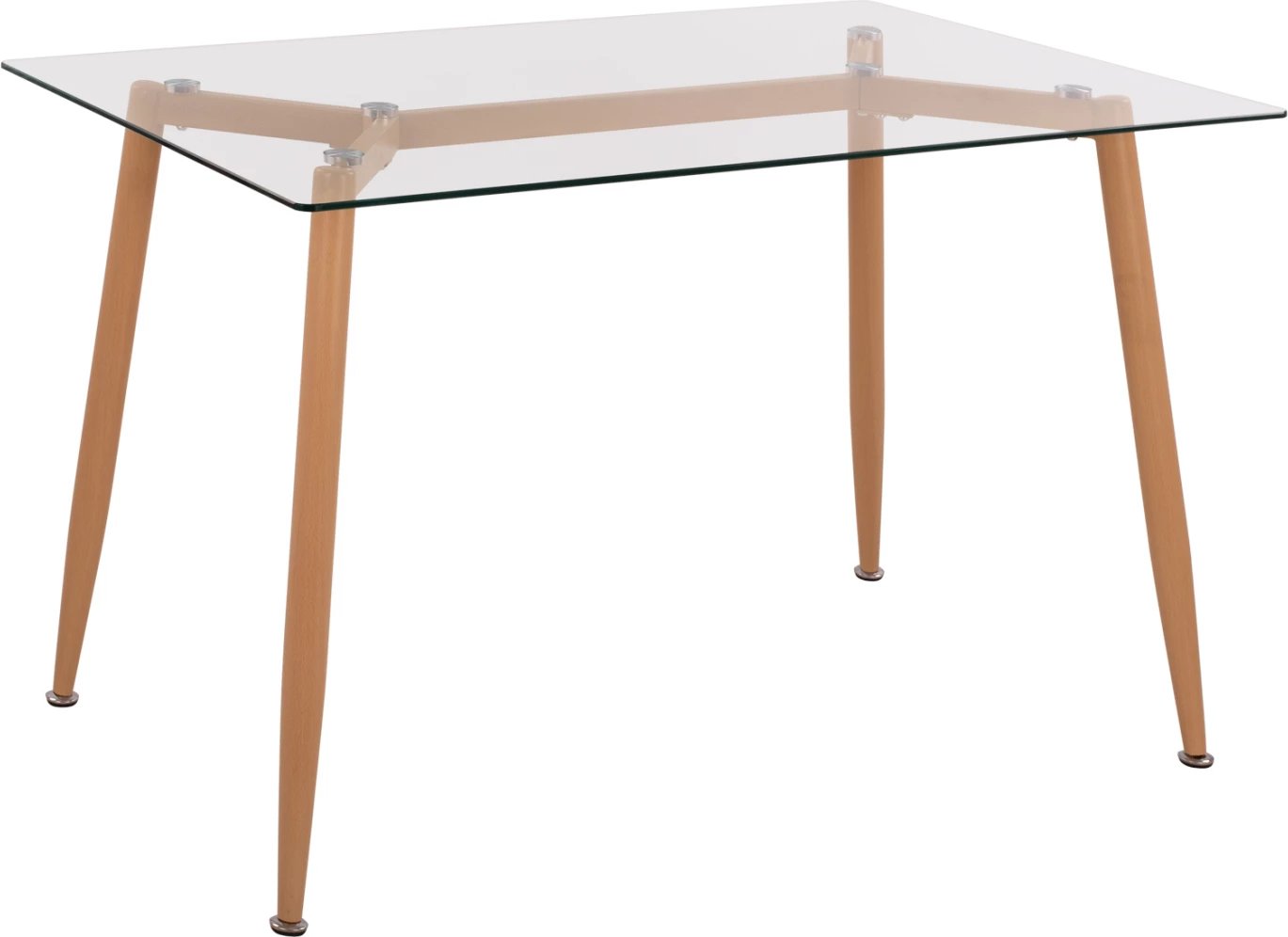 Tavolinë kuzhine metalike me këmbë natyrale dhe xham FH8498.02 120x70x75.5cm