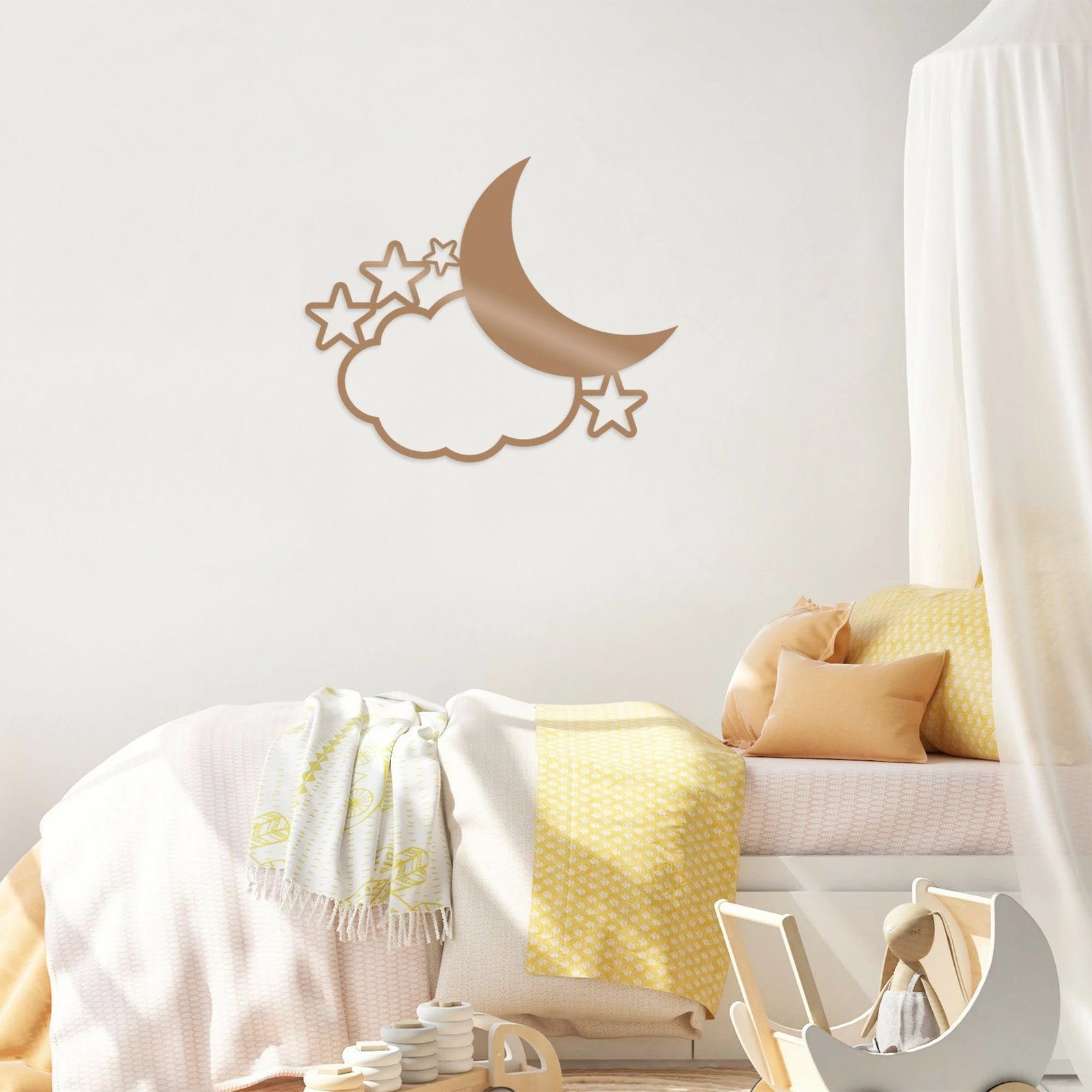 Aksesor dekorativ metalik për mur, Wallity, Night 2, ngjyrë bakri