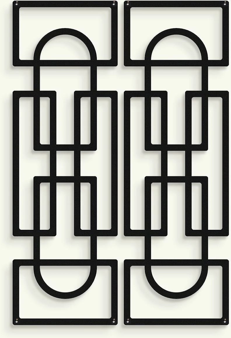 Set dekorativ metalik për mur, 2 copë, ngjyrë e zezë, Echo Forms, Wallity, APT837