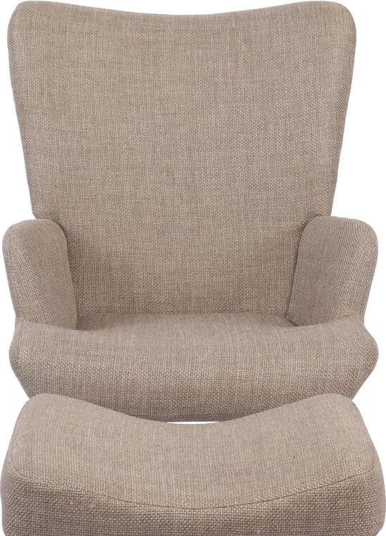 Fotel me tabure Gerlina, material gri-bezhë, këmbë ngjyrë natyrale, 71x64x94cm