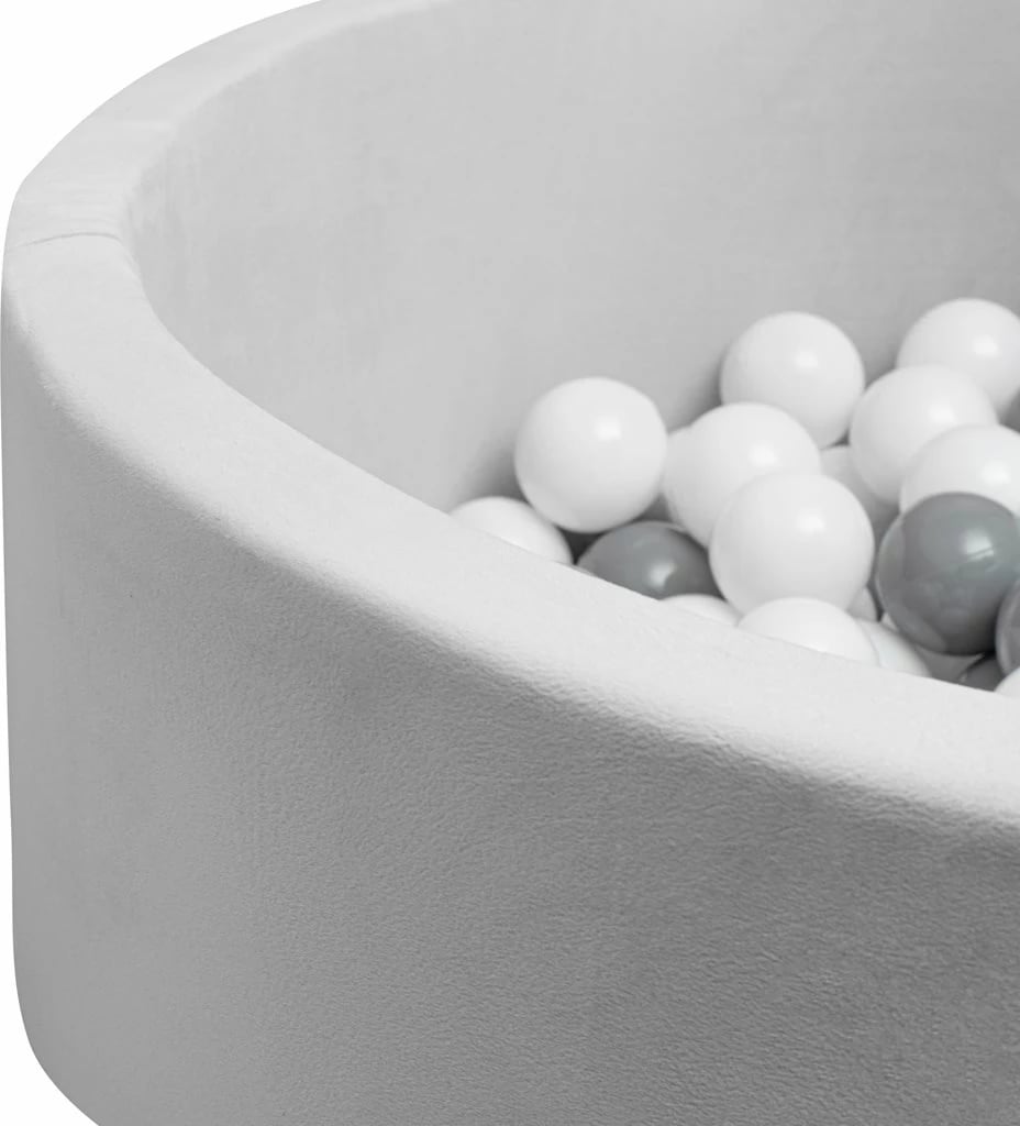 pishinë me topa për fëmijë, New Baby, 83×83×30 cm, 150 topa, gri, set