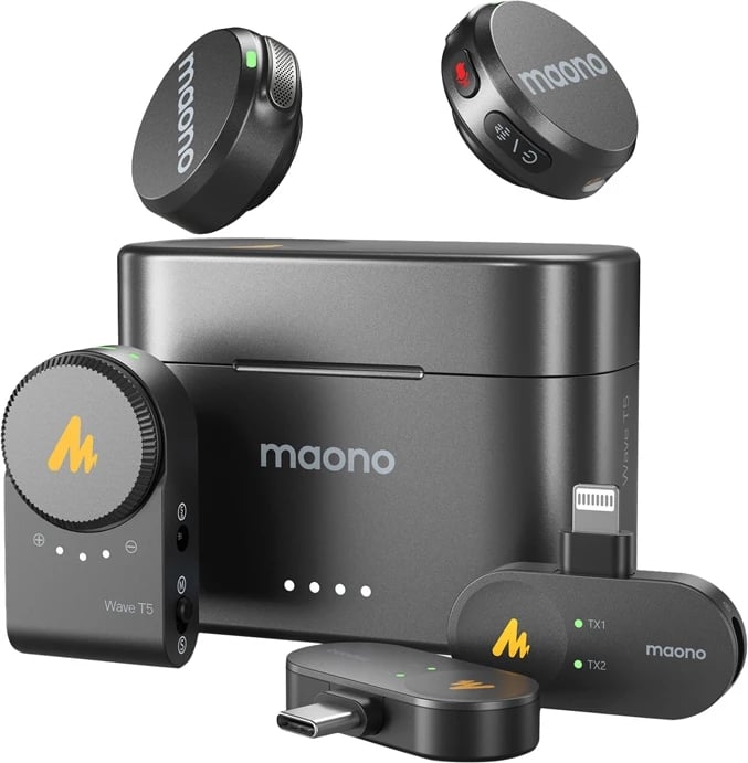 Mikrofon wireless Maono WM650 A3 me dy transmetues dhe tre marrës, me kuti karikimi, i zi Mikrofon wireless Maono WM650 A3 me dy transmetues dhe tre marrës, me kuti karikimi, i zi