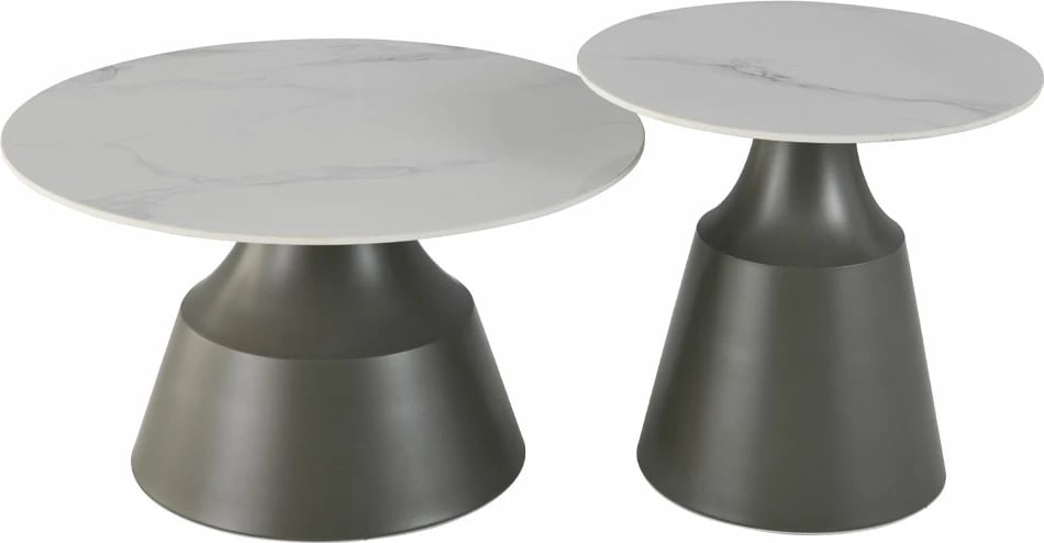 Set tavolina kafeje KAIA, 2 copë, e bardhë/zezë, 70x70x40