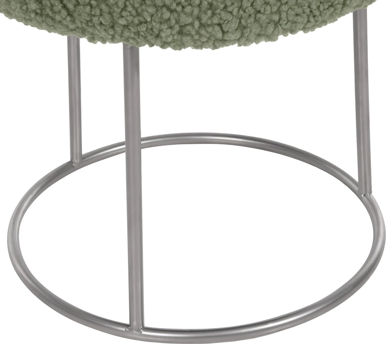 Karrige për bar KARLO FH8411.27, ngjyrë fëstëk, pëlhurë boucle, bazë argjendi, Φ35x41H cm