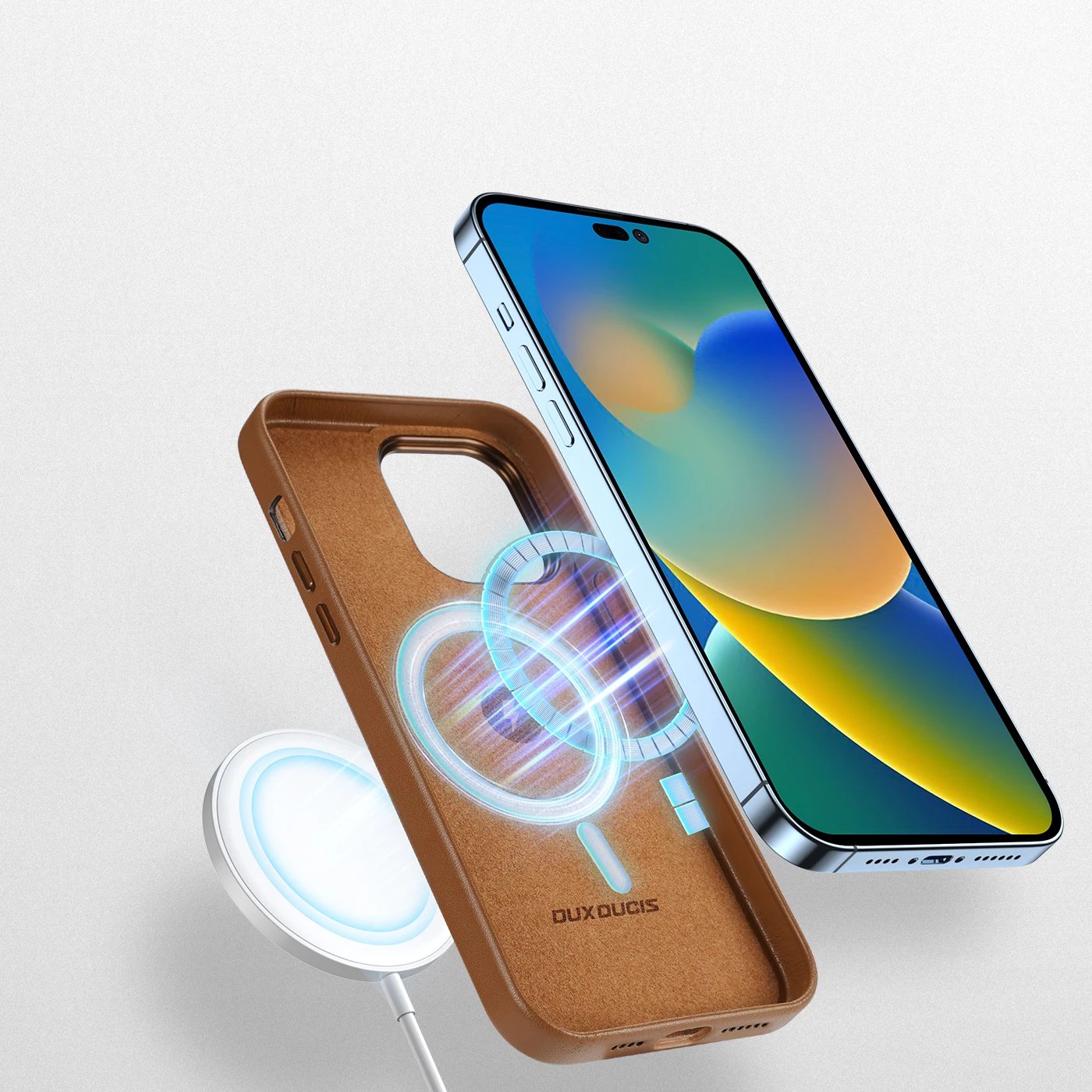 Mbështjellës Dux Ducis Grit për iPhone 14 Pro Max, eco leather, MagSafe, Kafe