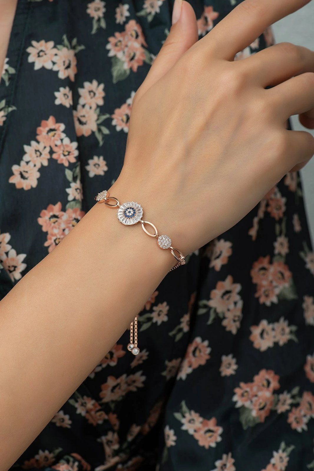 Byzylyk argjendi Jumeon, TRDYL691, ngjyrë ari, e bardhë, e kaltër