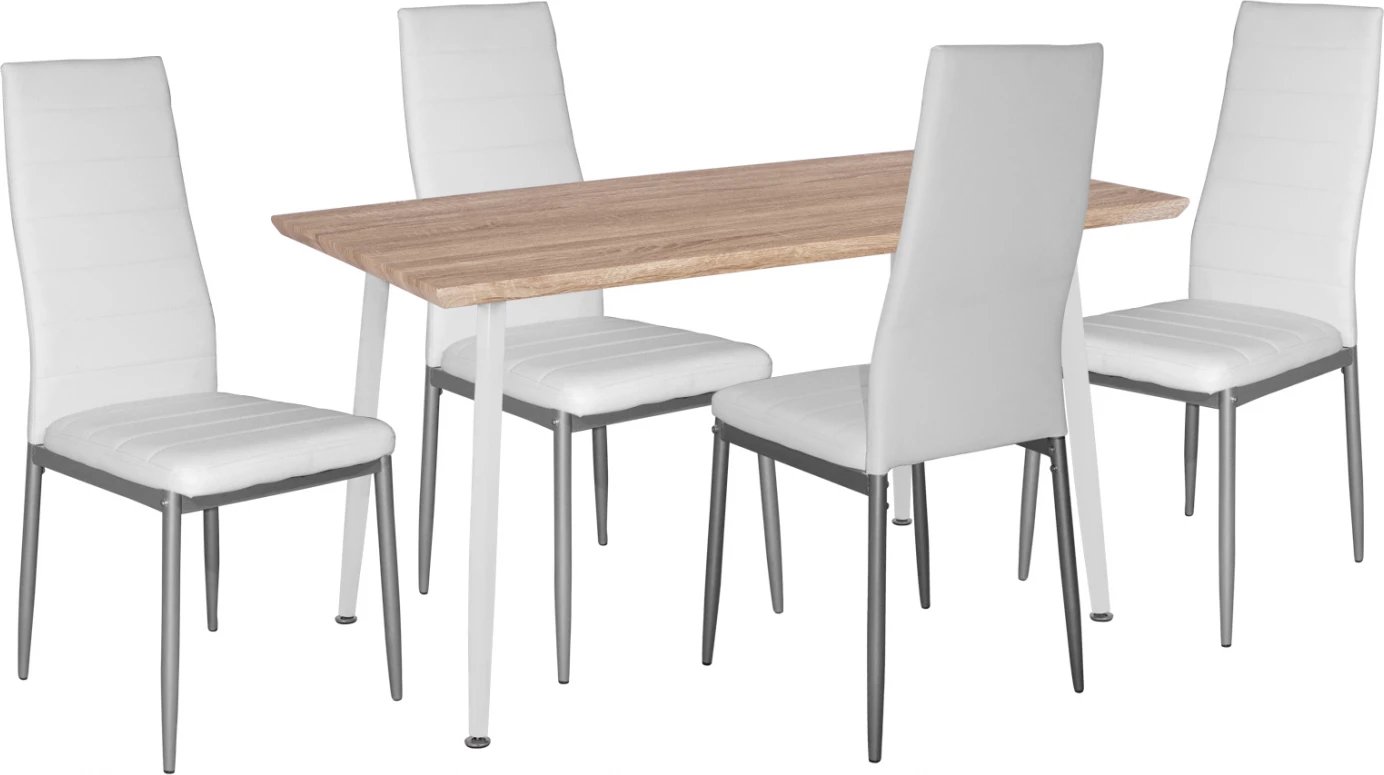 Set 5 pjesësh tavolinë sonama & karrige metalike ngjyrë bardhë FH11027.01