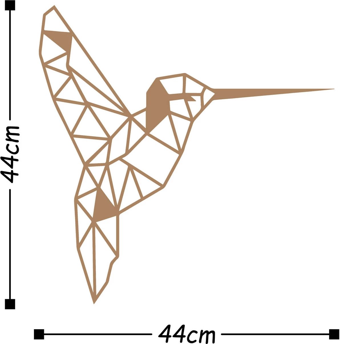 Aksesor dekorativ metalik për mur, zog, ngjyrë bakri, Wallity