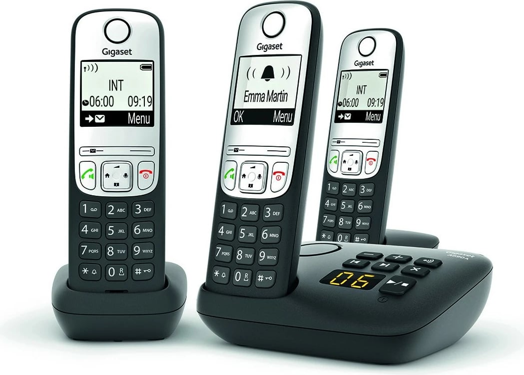Telefon Gigaset A690A Trio, Analog/DECT, Wireless, 100 kontakte, Ngjyrë e zezë