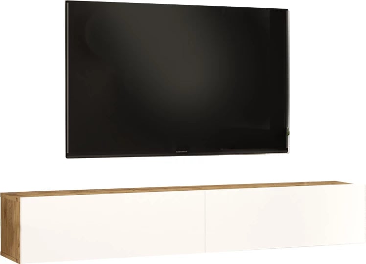 Njësi muri për TV, ngjyrë e bardhë-sonoma, 180x31.6x29.6cm